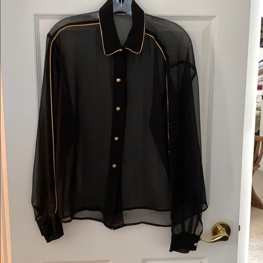 Black long sleeve see through shirt